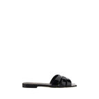 Saint Laurent Black Calf Leather Bos Taurus Flat Sandals