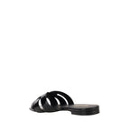 Saint Laurent Black Calf Leather Bos Taurus Flat Sandals