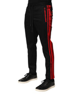 Dolce & Gabbana Red Stripe Cotton Logo Jogger Sweatpants Pants