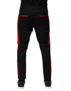 Dolce & Gabbana Red Stripe Cotton Logo Jogger Sweatpants Pants