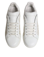 Dolce & Gabbana White Lace Leather Low Top Sneaker Shoes