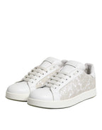 Dolce & Gabbana White Lace Leather Low Top Sneaker Shoes