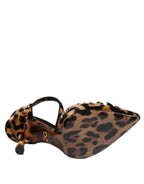 Dolce & Gabbana Brown Leopard Crystal Roses Pumps Shoes