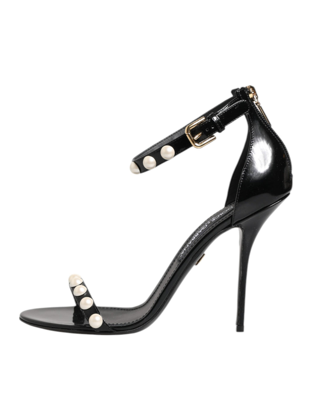 Dolce & Gabbana Black KEIRA Pearl Embellished Sandals Shoes