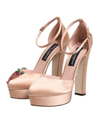 Dolce & Gabbana Pink Block Heels Ankle Strap Sandals Shoes