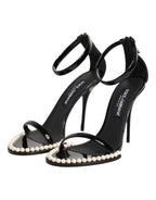 Dolce & Gabbana Black KEIRA Pearl Embellished Sandals Shoes