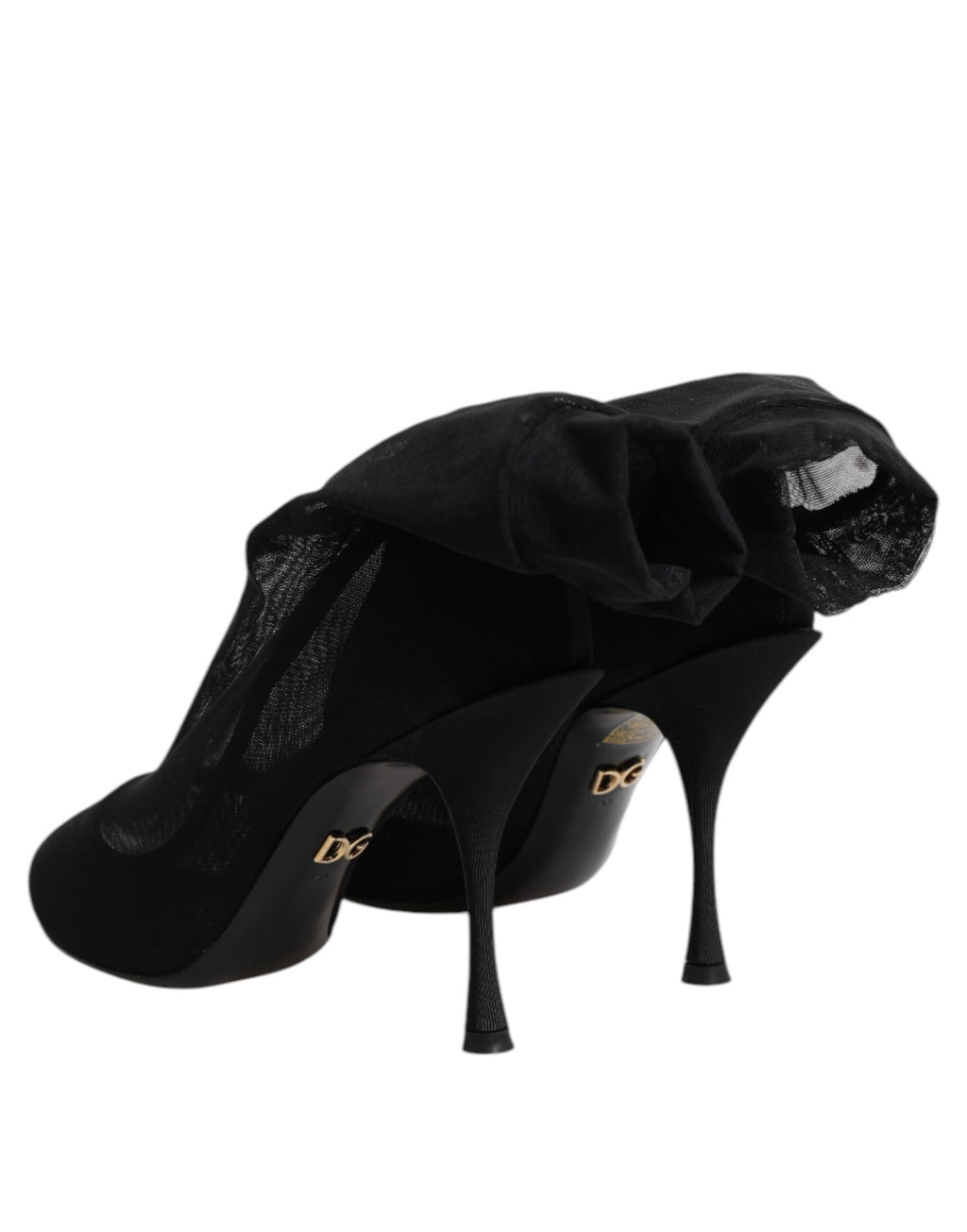 Dolce & Gabbana Black Silk Stretch Mesh Sock Boots Shoes