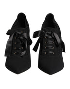 Dolce & Gabbana Black Lace Up Stiletto Heels Pumps Shoes