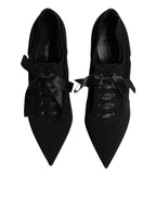 Dolce & Gabbana Black Lace Up Stiletto Heels Pumps Shoes