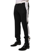 Dolce & Gabbana Black White Stripe Wool Men Trouser Pants