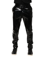 Dolce & Gabbana Black Polyester Mid Waist Men Trouser Pants