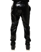 Dolce & Gabbana Black Polyester Mid Waist Men Trouser Pants