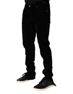 Dolce & Gabbana Black Cotton Men Dress Formal Trouser Pants