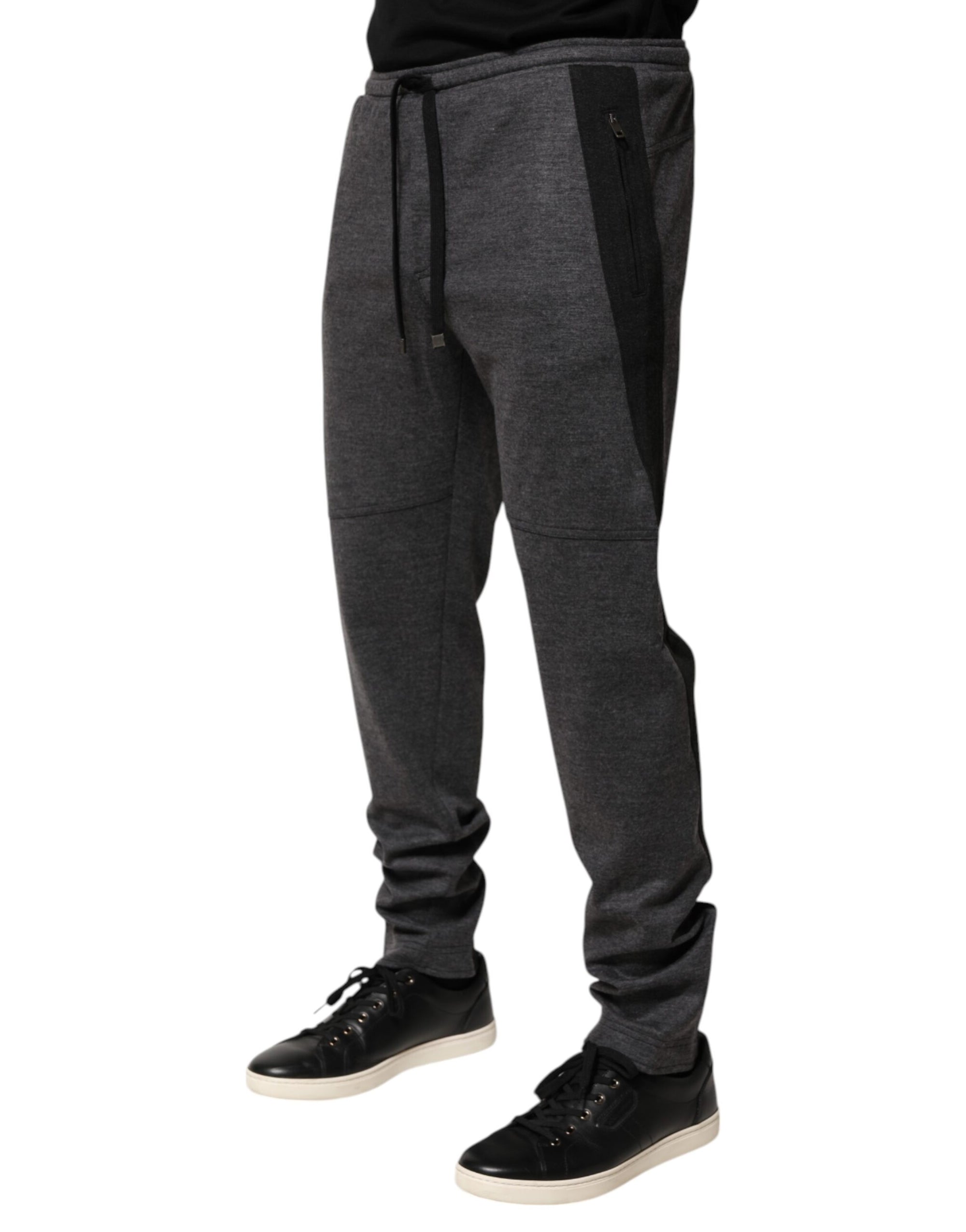 Dolce & Gabbana Gray Black Wool Blend Jogger Sweatpants  Pants