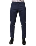 Dolce & Gabbana Blue Cotton Tapered Men Formal Trousers Pants