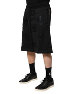 Dolce & Gabbana Black Logo Cotton Bermuda Sweatshorts Shorts