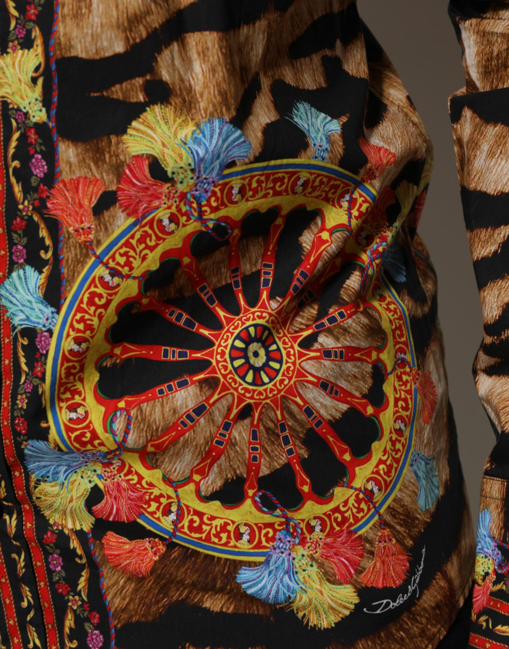 Dolce & Gabbana GOLD Cotton Tiger Carretto Long Sleeve Shirt