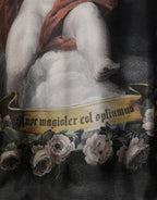 Dolce & Gabbana Black Cashmere Cherub Print Baroque Sweater