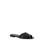 Saint Laurent Black Calf Leather Bos Taurus Flat Sandals
