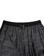 Dolce & Gabbana Gray Black Silk DG Logo Men Bermuda Shorts