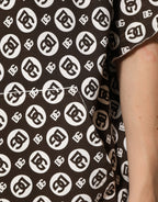 Dolce & Gabbana Brown White DG Logo Short Hoodie Sweater