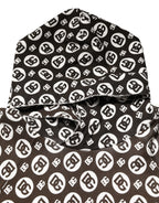 Dolce & Gabbana Brown White DG Logo Short Hoodie Sweater