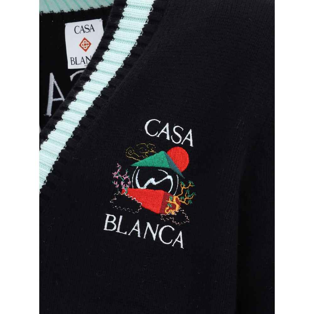 Casablanca Merino Wool embroidered Cardigan