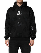 Dolce & Gabbana Black DG Logo Hoodie Metallic Print Sweater