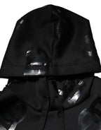 Dolce & Gabbana Black DG Logo Hoodie Metallic Print Sweater
