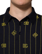 Dolce & Gabbana Black Logo Jacquard Knitted Polo Shirt T-shirt
