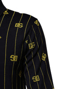 Dolce & Gabbana Black Logo Jacquard Knitted Polo Shirt T-shirt
