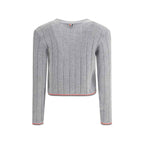 Thom Browne Ladder Full Needle Rib Stitch V Neck Car
