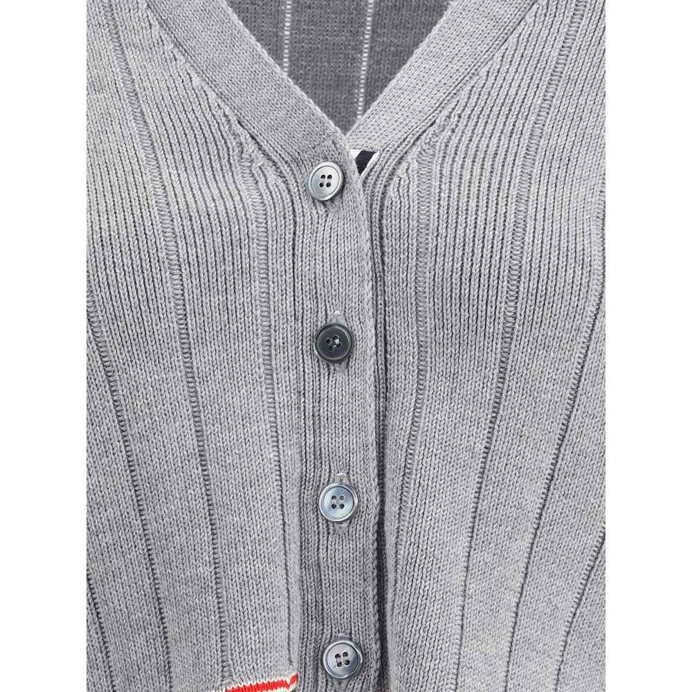 Thom Browne Ladder Full Needle Rib Stitch V Neck Car