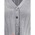 Thom Browne Ladder Full Needle Rib Stitch V Neck Car