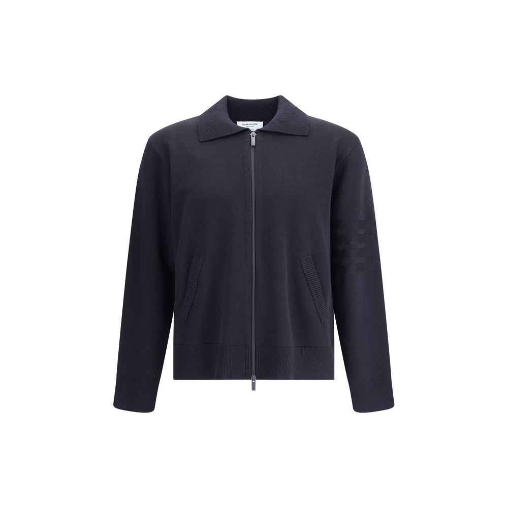 Thom Browne Double Face Full Zip Up Cardigan In Meri