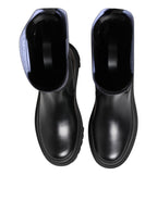 Dolce & Gabbana Black White Polyester Socks High Boots Shoes