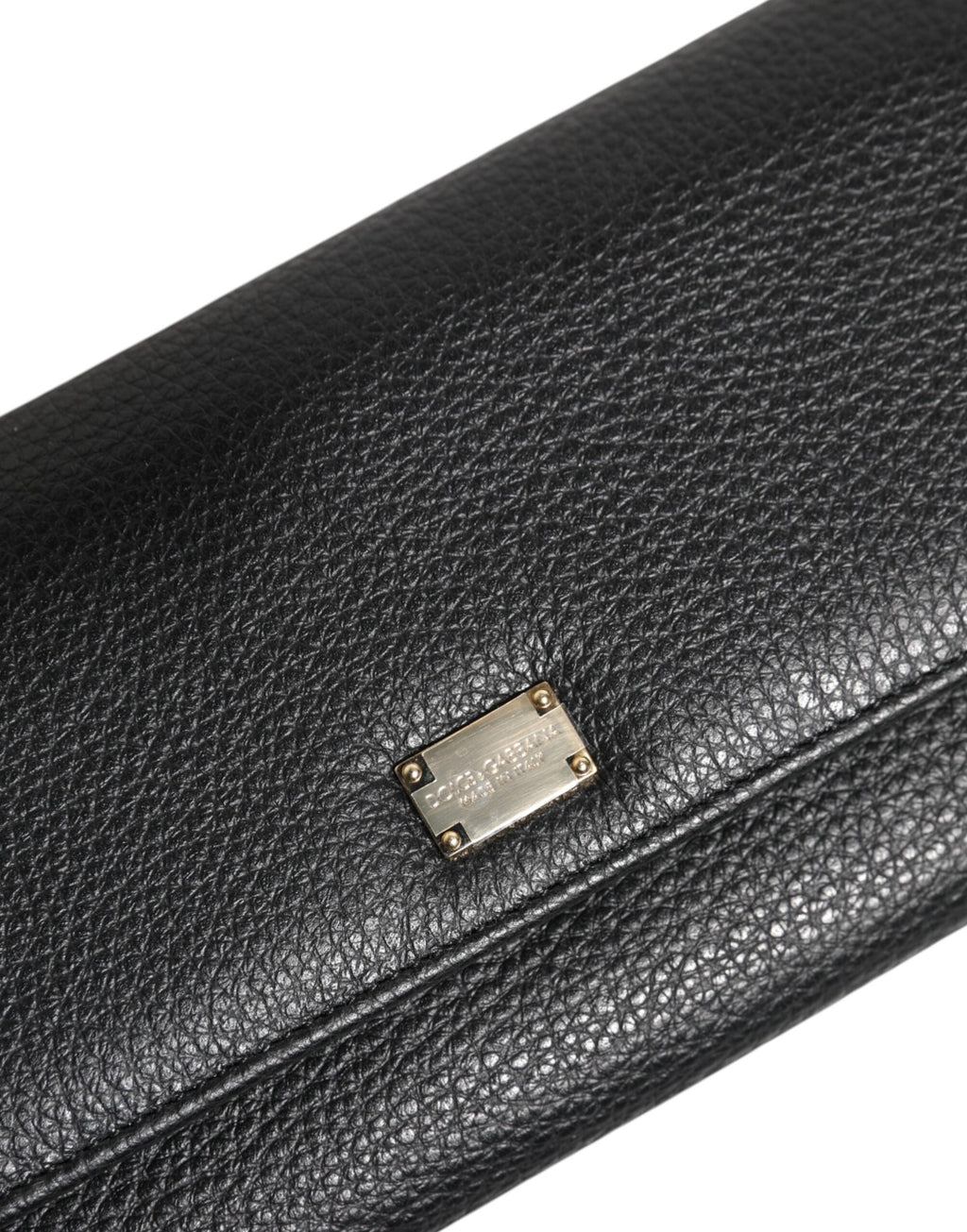 Dolce & Gabbana Black Leather Trifold Logo Plaque Card Holder Wallet
