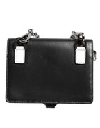 Dolce & Gabbana Black Leather Crystal Embellished Card Holder Wallet