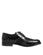 Dolce & Gabbana Black Leather Floral Lace Dress Formal  Shoes