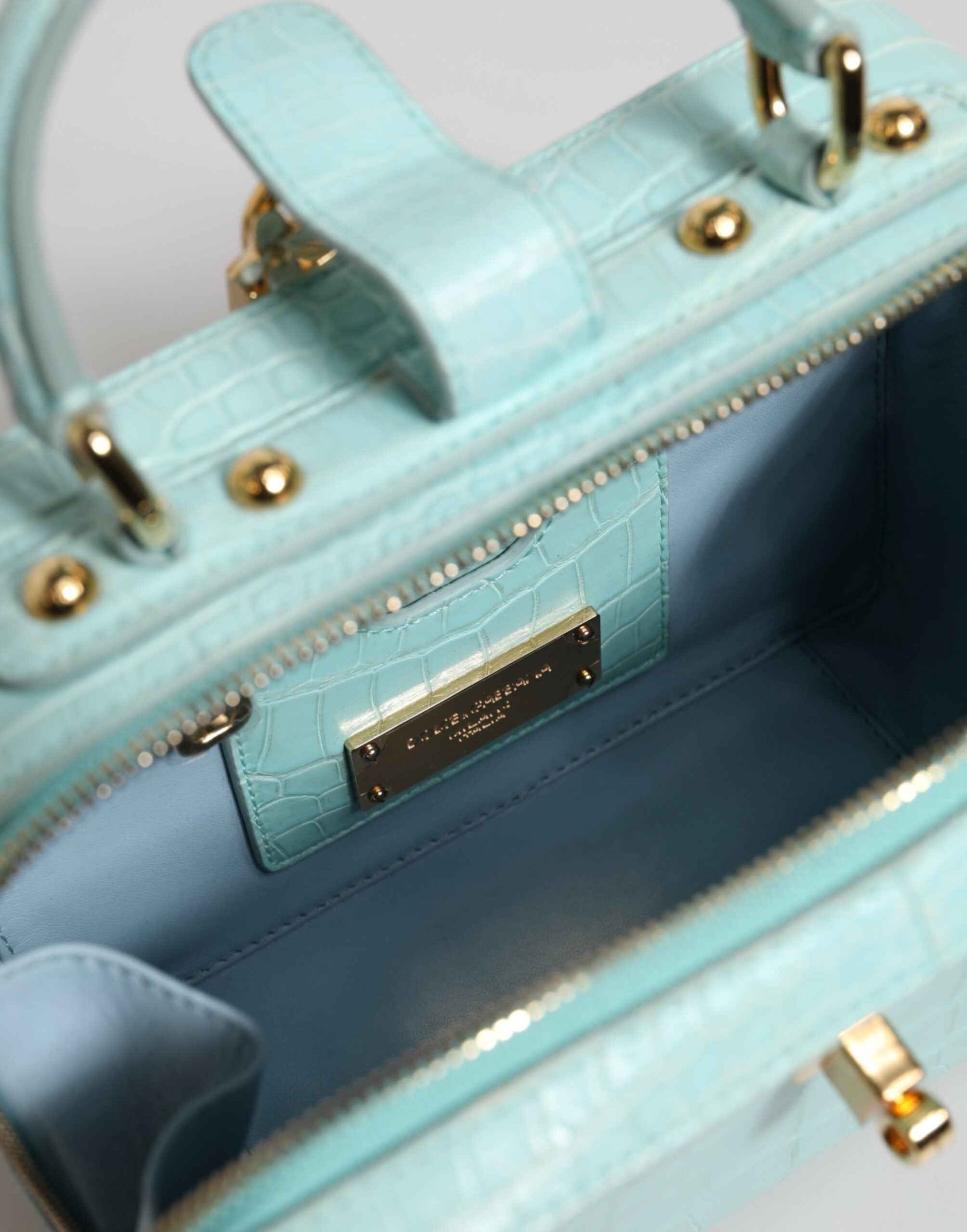 Dolce & Gabbana Mint Green Embossed Leather Padlock Shoulder Bag
