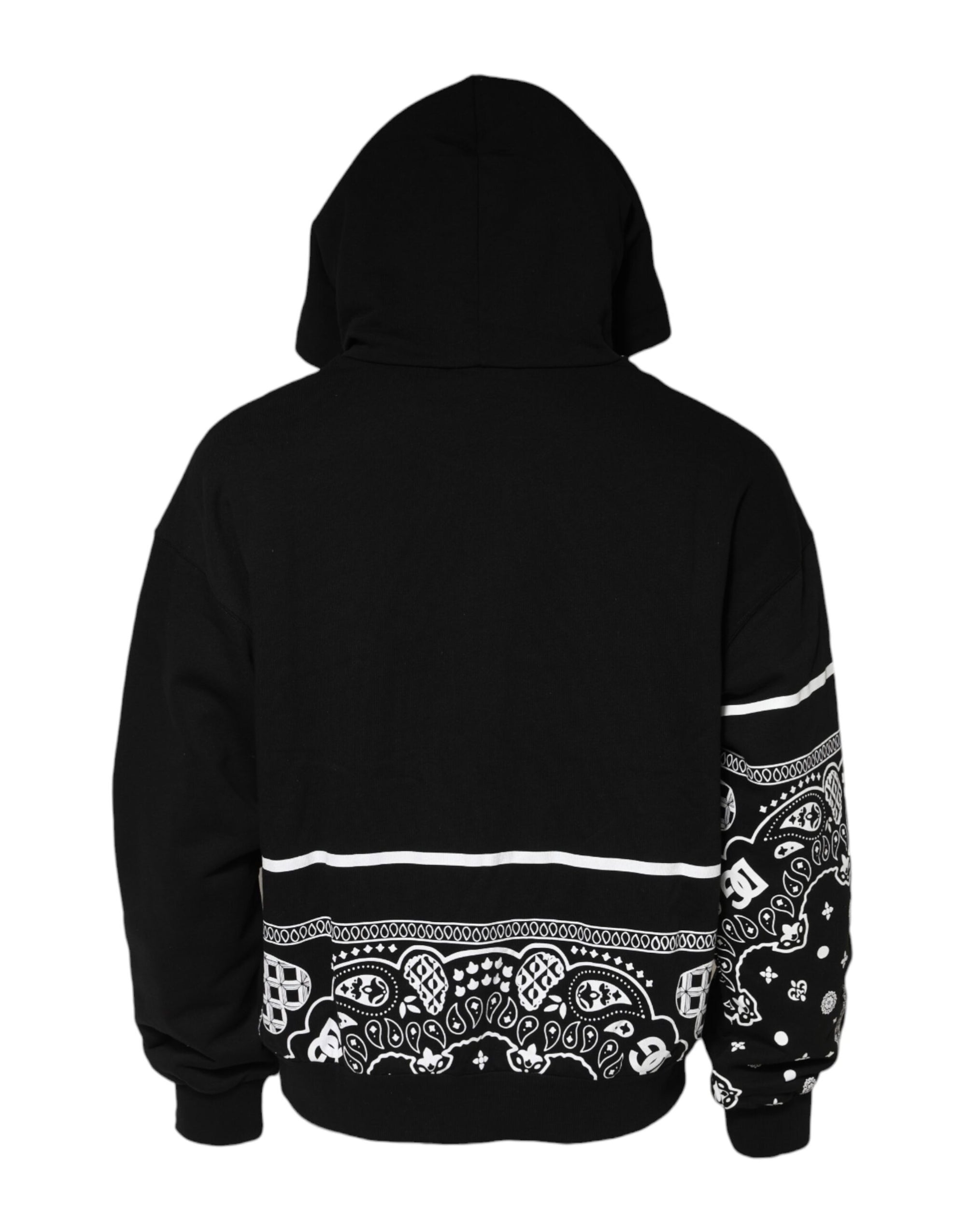 Dolce & Gabbana Black Bandana Hooded Men Sweatshirt Sweater