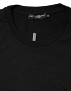 Dolce & Gabbana Black Logo Print Cotton Men Crew Neck T-shirt