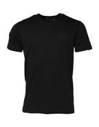 Dolce & Gabbana Black Logo Plaque Cotton Crew Neck T-shirt