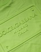 Dolce & Gabbana Green Embossed Logo Cotton Crew Neck T-shirt