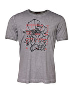 Dolce & Gabbana Gray Graphic Print Cotton Crew Neck T-shirt