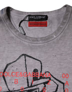 Dolce & Gabbana Gray Graphic Print Cotton Crew Neck T-shirt