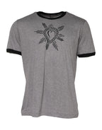 Dolce & Gabbana Gray Sacred Heart Cotton Crew Neck T-shirt