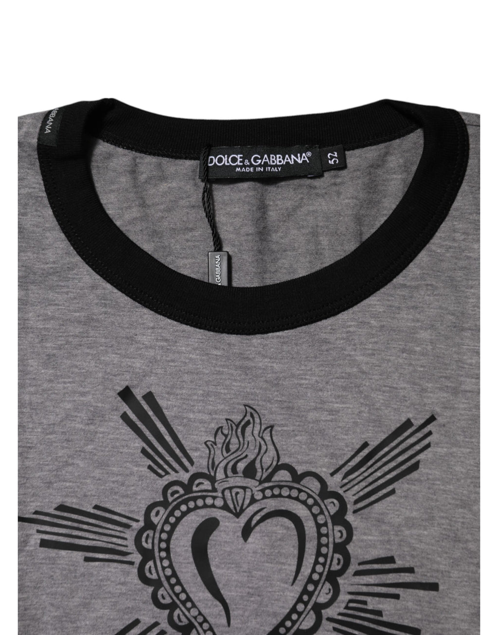 Dolce & Gabbana Gray Sacred Heart Cotton Crew Neck T-shirt