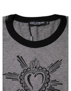 Dolce & Gabbana Gray Sacred Heart Cotton Crew Neck T-shirt