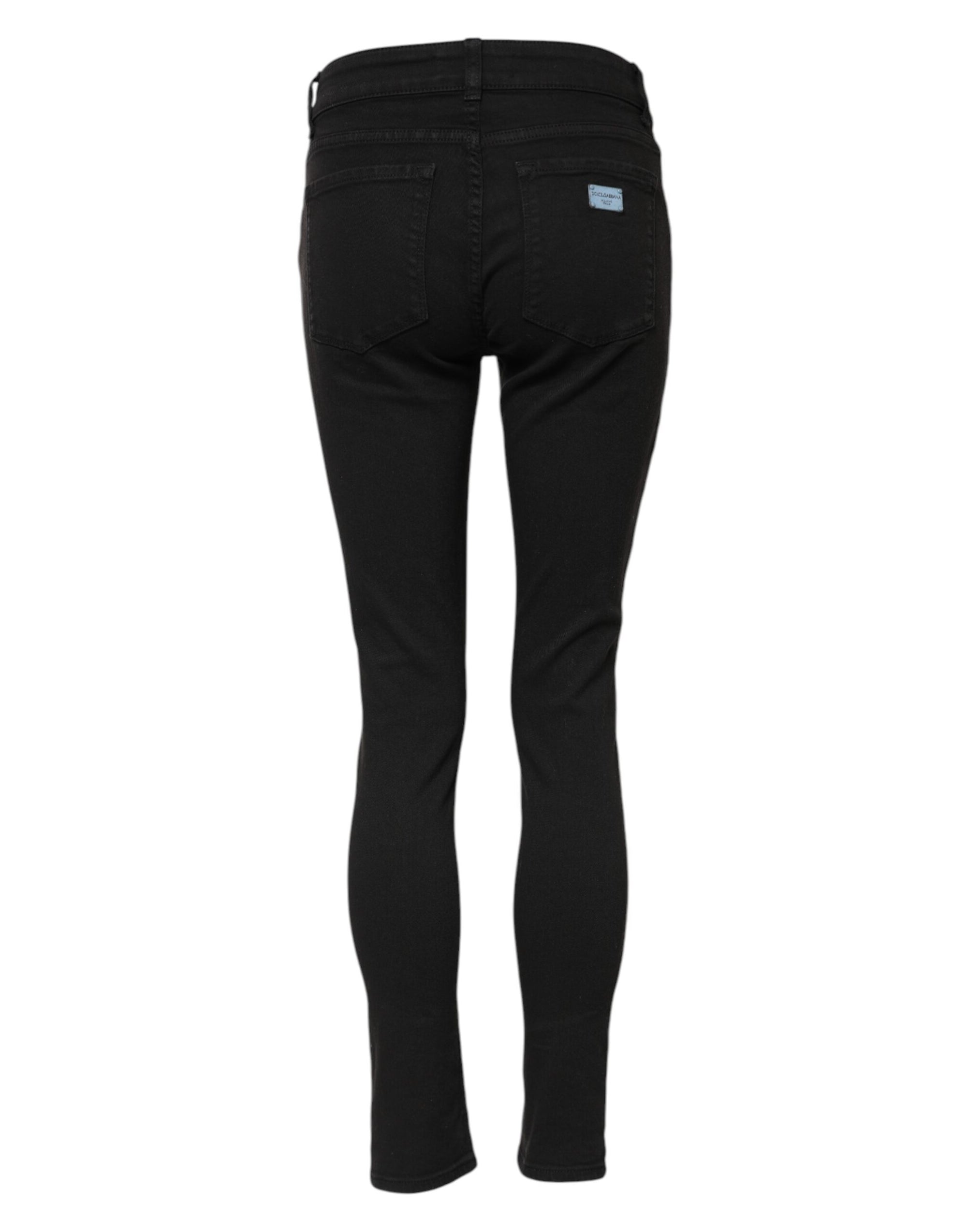 Dolce & Gabbana Black Cotton Skinny Mid Waist Denim Jeans
